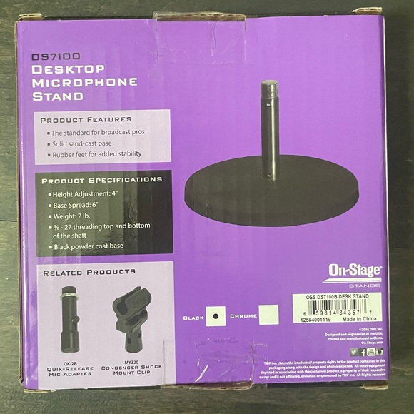 OnStage DS7100B Desktop Microphone Stand, Black, NIB - Picture 2 of 4
